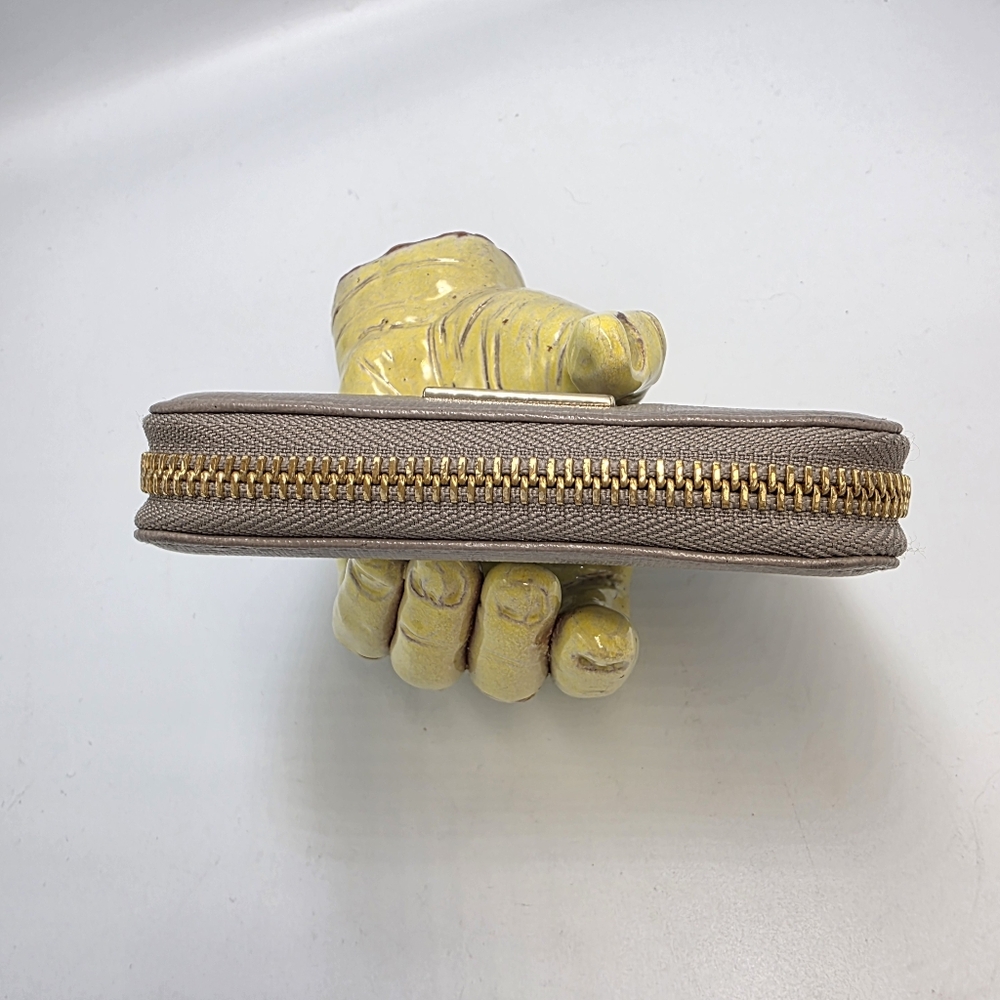 Furla Gray Saffiano Leather Zip Around Wallet Clutch Gold Hardware Excellent! - Picture 5 of 10